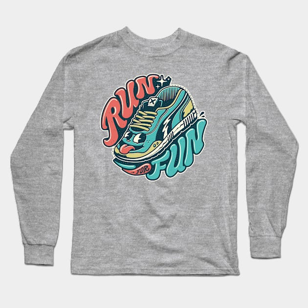 Run 4 Fun - Fitness Motivation Cartoon 03 Long Sleeve T-Shirt by StudioM6